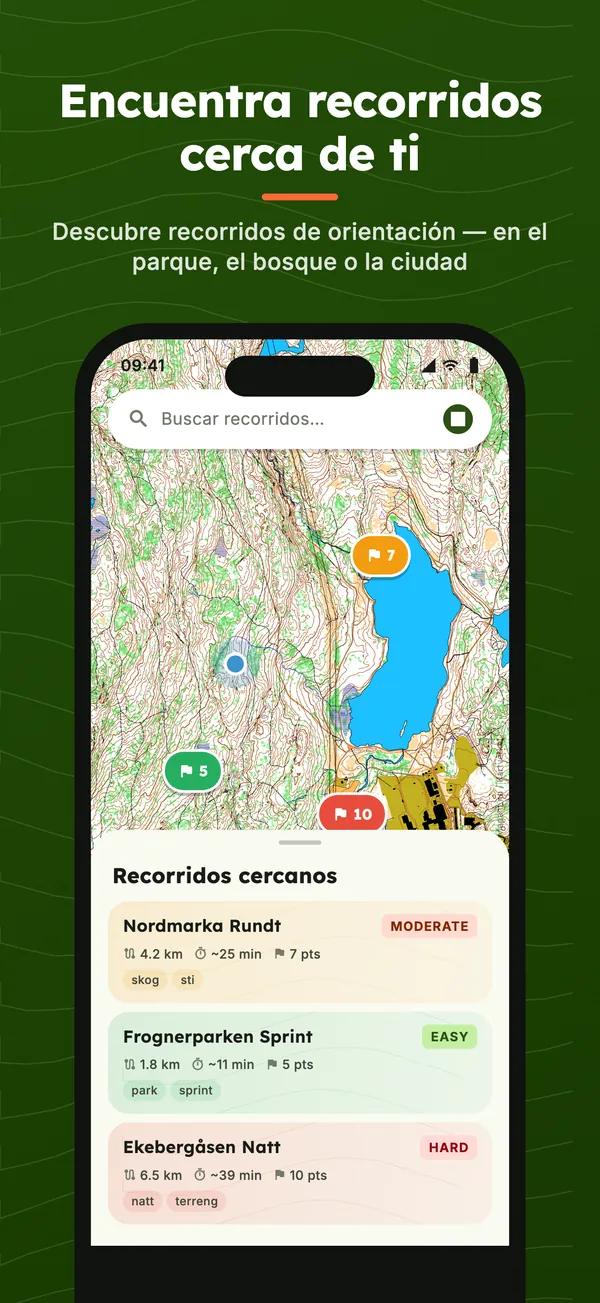 Recorridos cercanos en el mapa