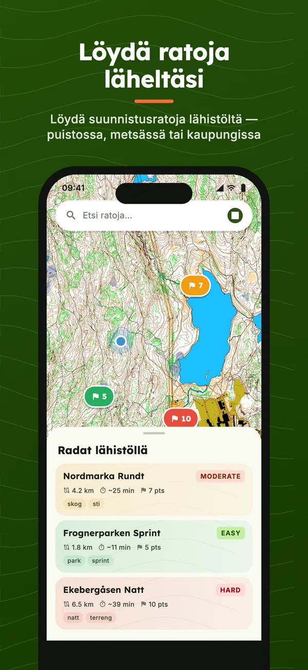 Lähimmät radat kartalla